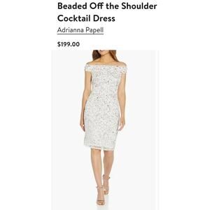 #114 ​MSRP $200 NWT ADRIANNA PAPELL BEADED OFF-SHOULDER SHEATH DRESS ♡SIZE 6♡
